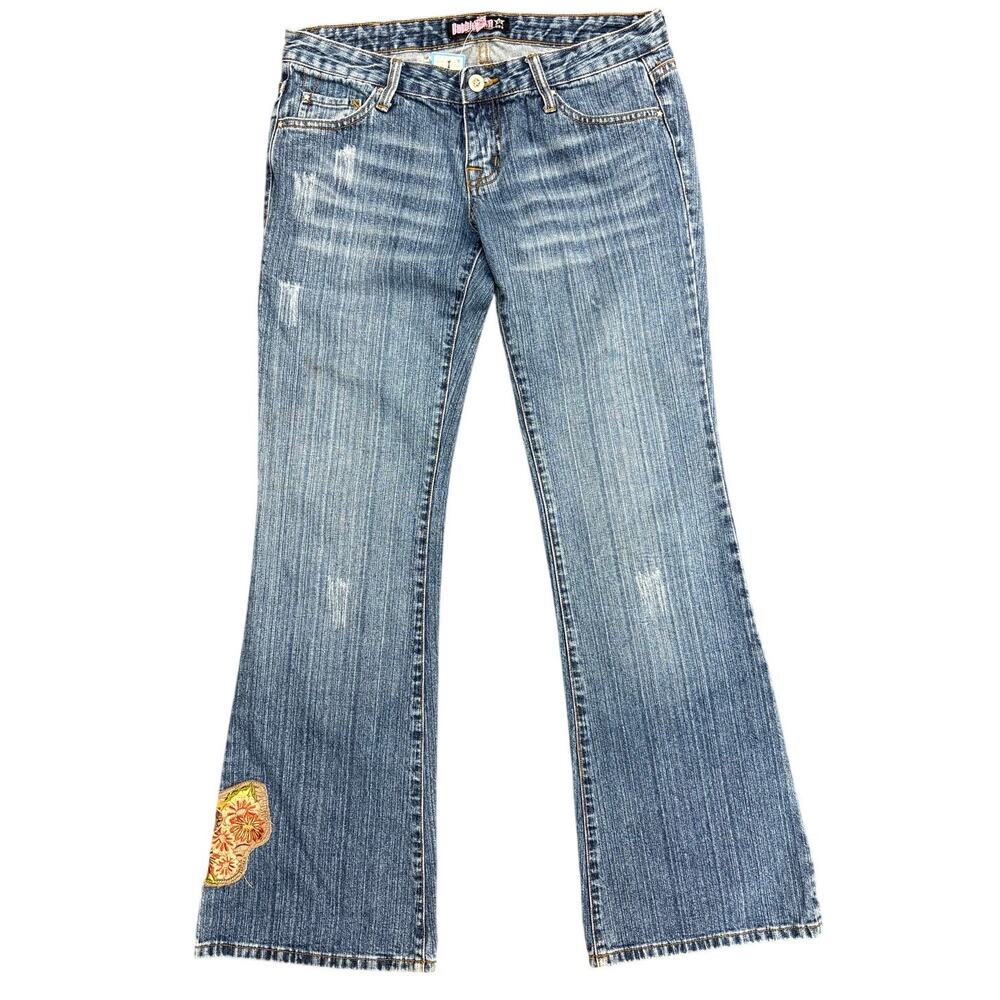 Vintage Y2K Bubblegum USA Low Rise Bootcut Jeans Floral Appliqué Denim